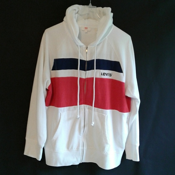 Levi's Tops - Levi`s White Zip Up Hoodie Size M/L